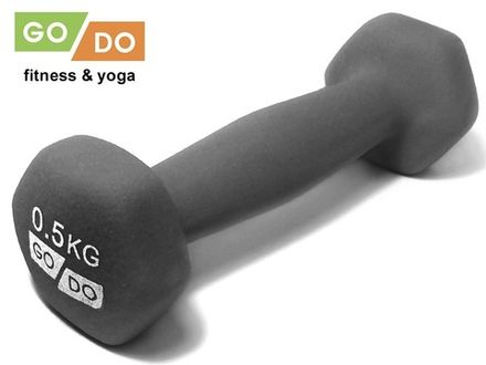 Гантель GO DO в виниловой матовой неопреновой оболочке. Вес 0,5 кг.  (Серый)