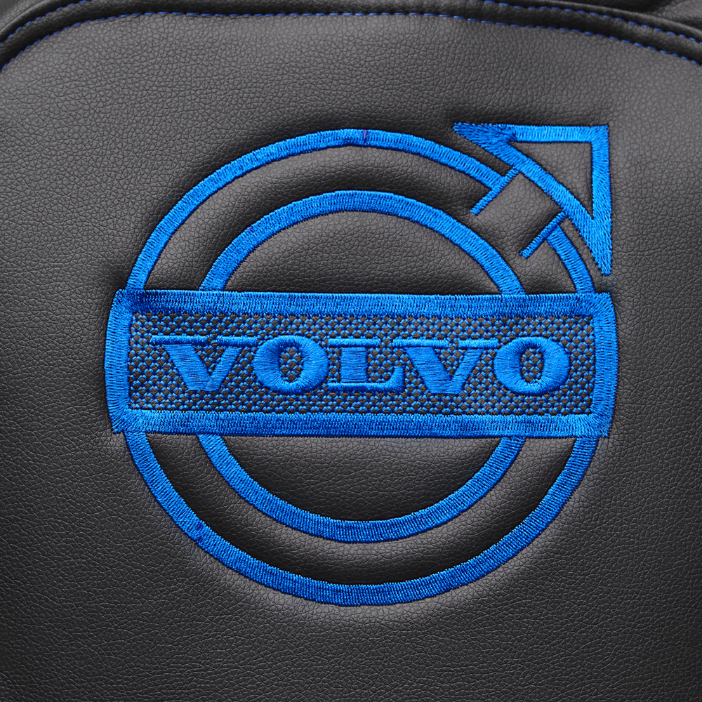 Чехлы VOLVO FH16 (экокожа, черный, синяя вставка)
