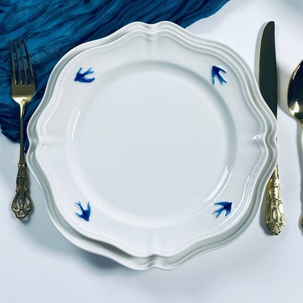 Lenardi 164-146 Набор из 6 тарелок 24см ЛАСТОЧКИ в под.уп.(х5)Фарфор