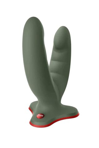 Оливковый двойной фаллоимитатор Ryde - 12,3 см. (Цвет: оливковый)