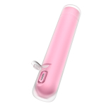 Розовый вакуумный стимулятор 12,5см в виде губной помады Satisfyer First Kiss 3D