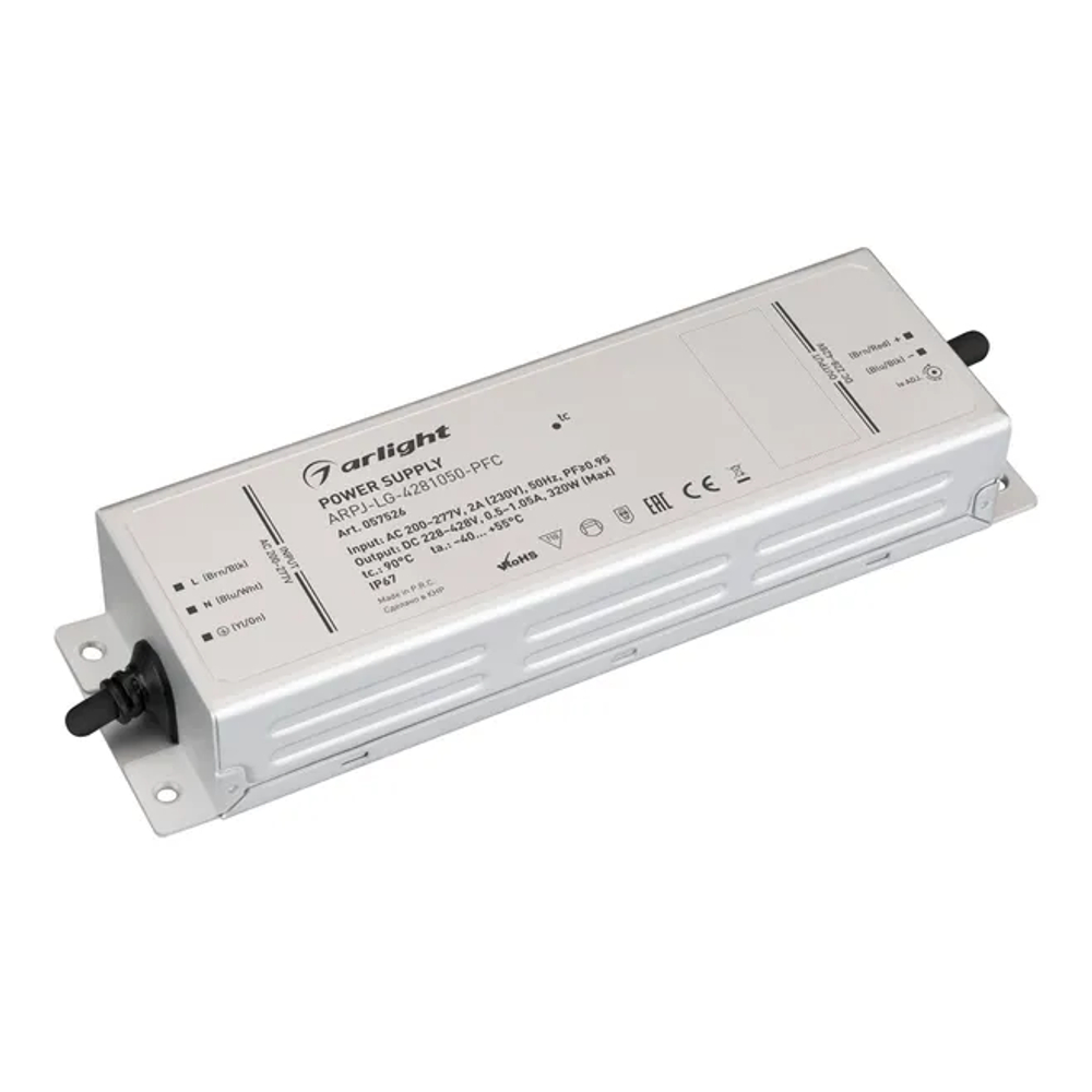 Блок питания ARPJ-LG-4281050-PFC (320W, 228-428V, 0.5-1.05A) (Arlight, IP67 Металл, 5 лет) 057526