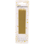 Свечи в торт «Изыск» 6 шт. 13 см, золото