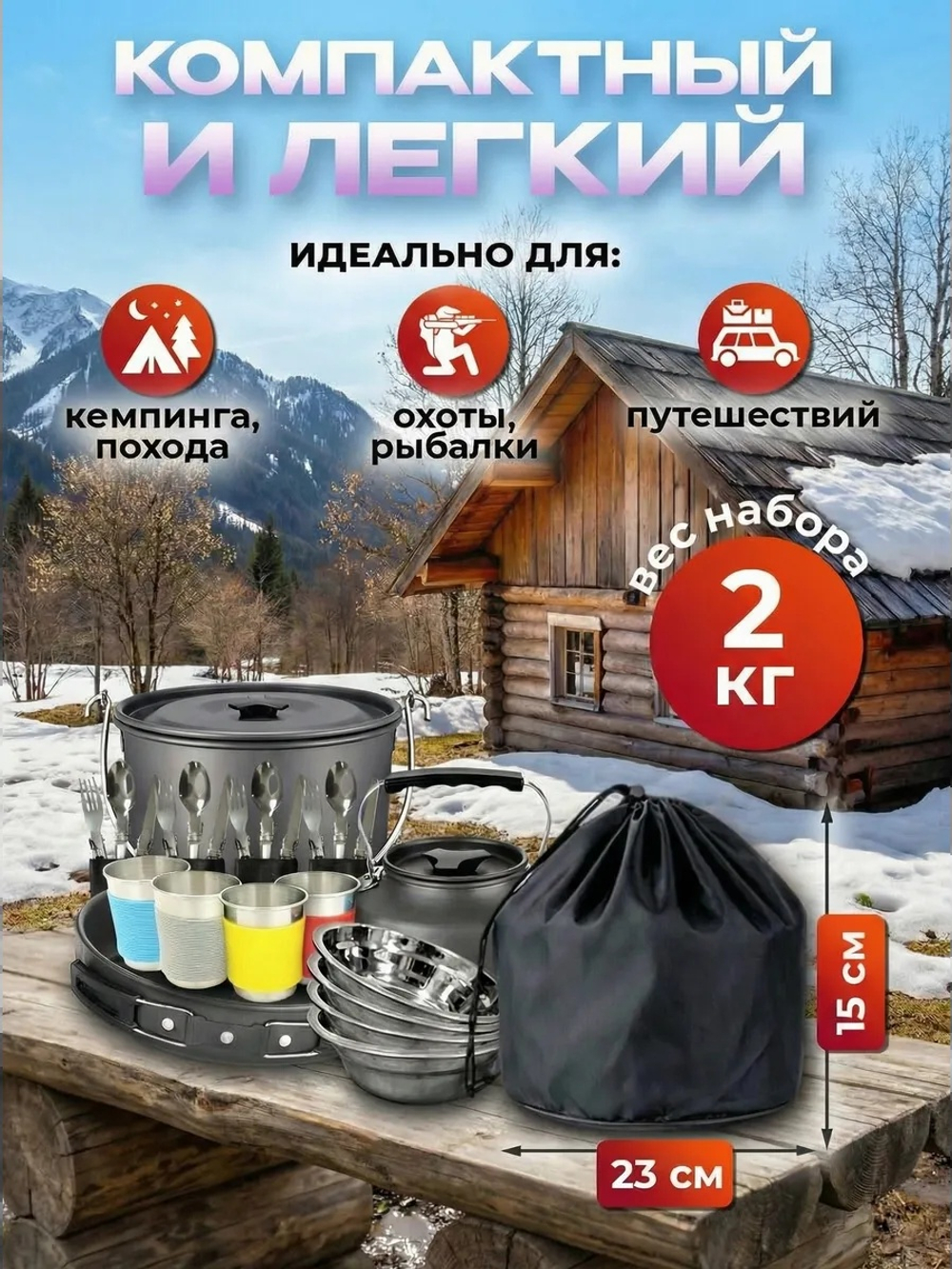 Набор посуды туристический на 4 человека