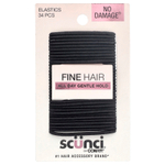 Scunci, No Damage® Eрезинки, для тонких волос, мягкая фиксация в течение всего дня, черные, 34 шт.