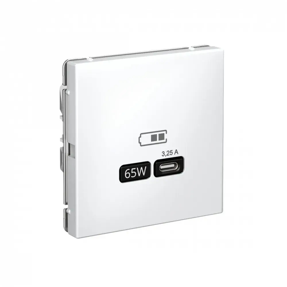 ARTGALLERY USB РОЗЕТКА тип-С 65Вт высокоскор.заряд. QC, PD, механизм, БЕЛЫЙ