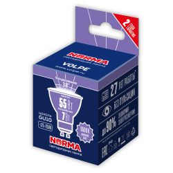 LED-JCDR-7W-6500K-GU10-38D-NR Лампа светодиодная. Форма JCDR. матовая. Серия Norma. Дневной свет 6500K. Угол свечения 38. Картон. ТМ Volpe
