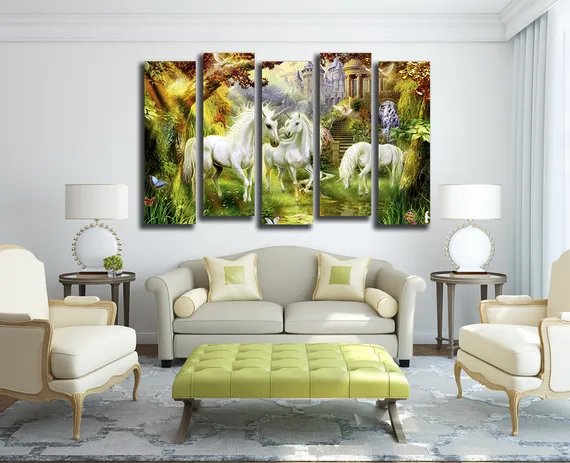 Модульная картина "Сказочные единороги"