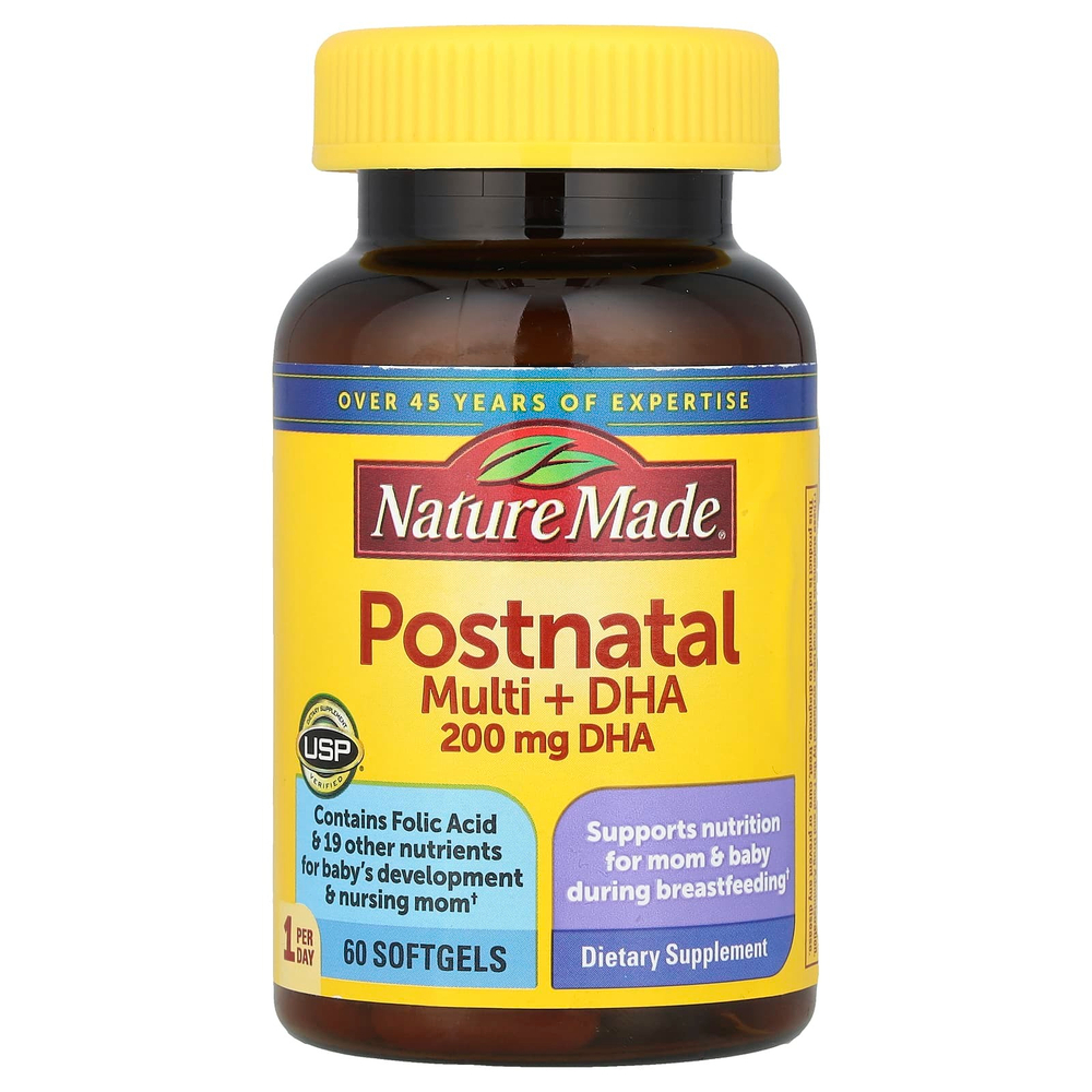 Nature Made, Postnatal Multi + DHA, 60 мягких таблеток