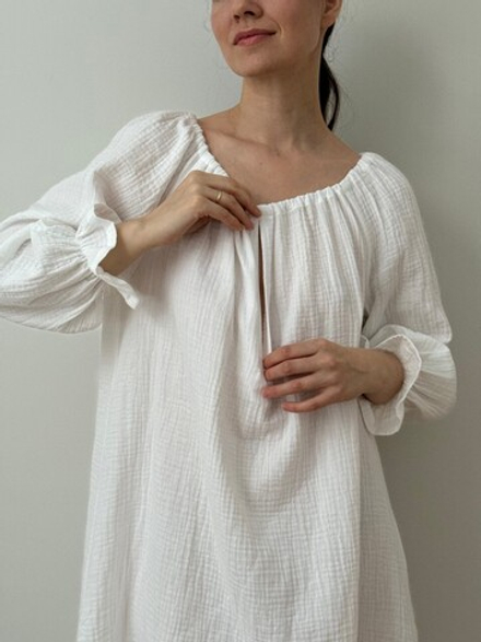 Ночная сорочка с рукавом Джейн для беременных и кормящих мам (айвори)