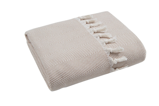 Плед-покрывало из хлопка "Venera", Ёлочка, цвет Бежевый