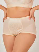 Высокие утягивающие трусики с атласной вставкой (Размер: L) (Цвет: кремовый)