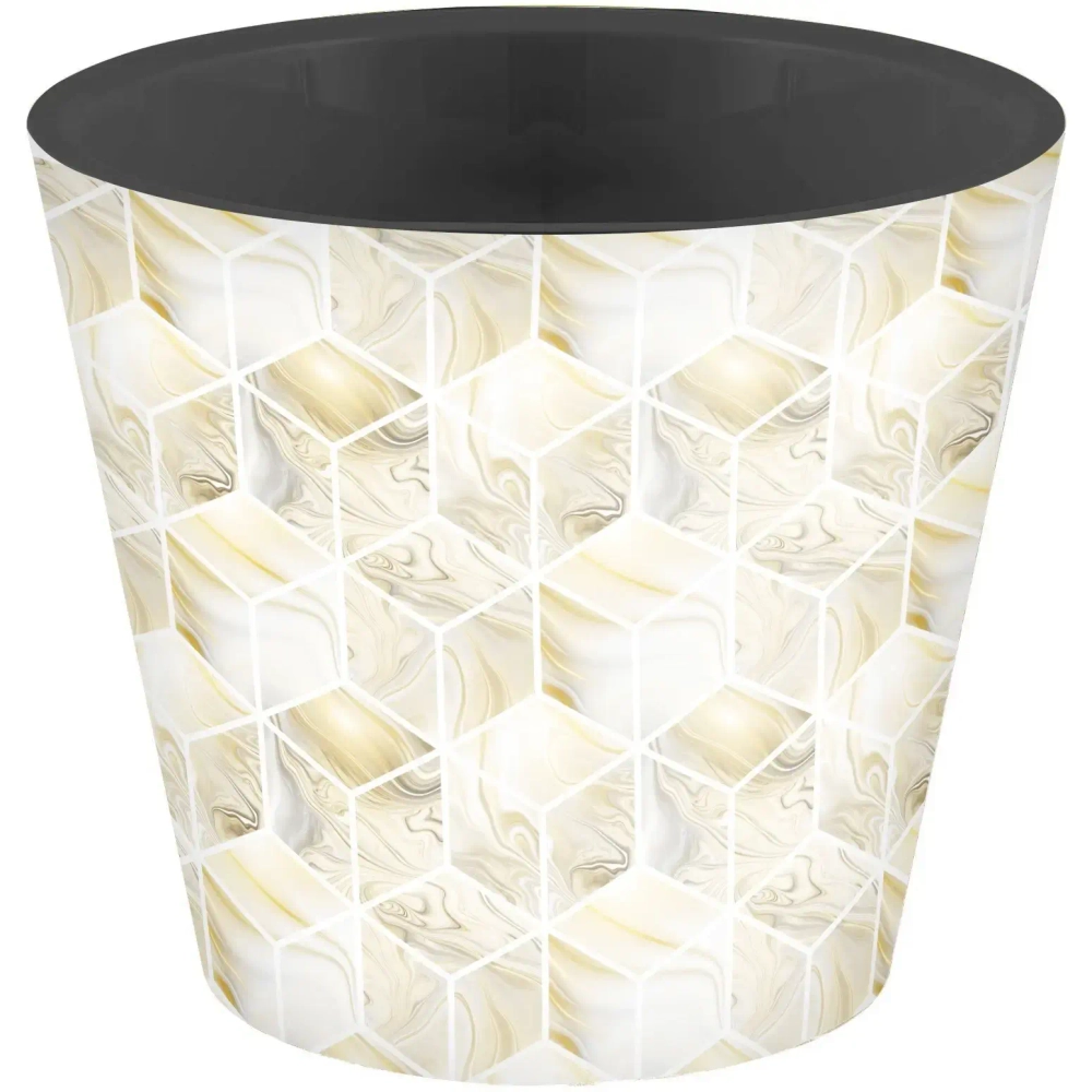 Горшок для цветов пластиковый 4л d-20см «Rosemary» с дренажной вставкой с декором микс 4 расцветки