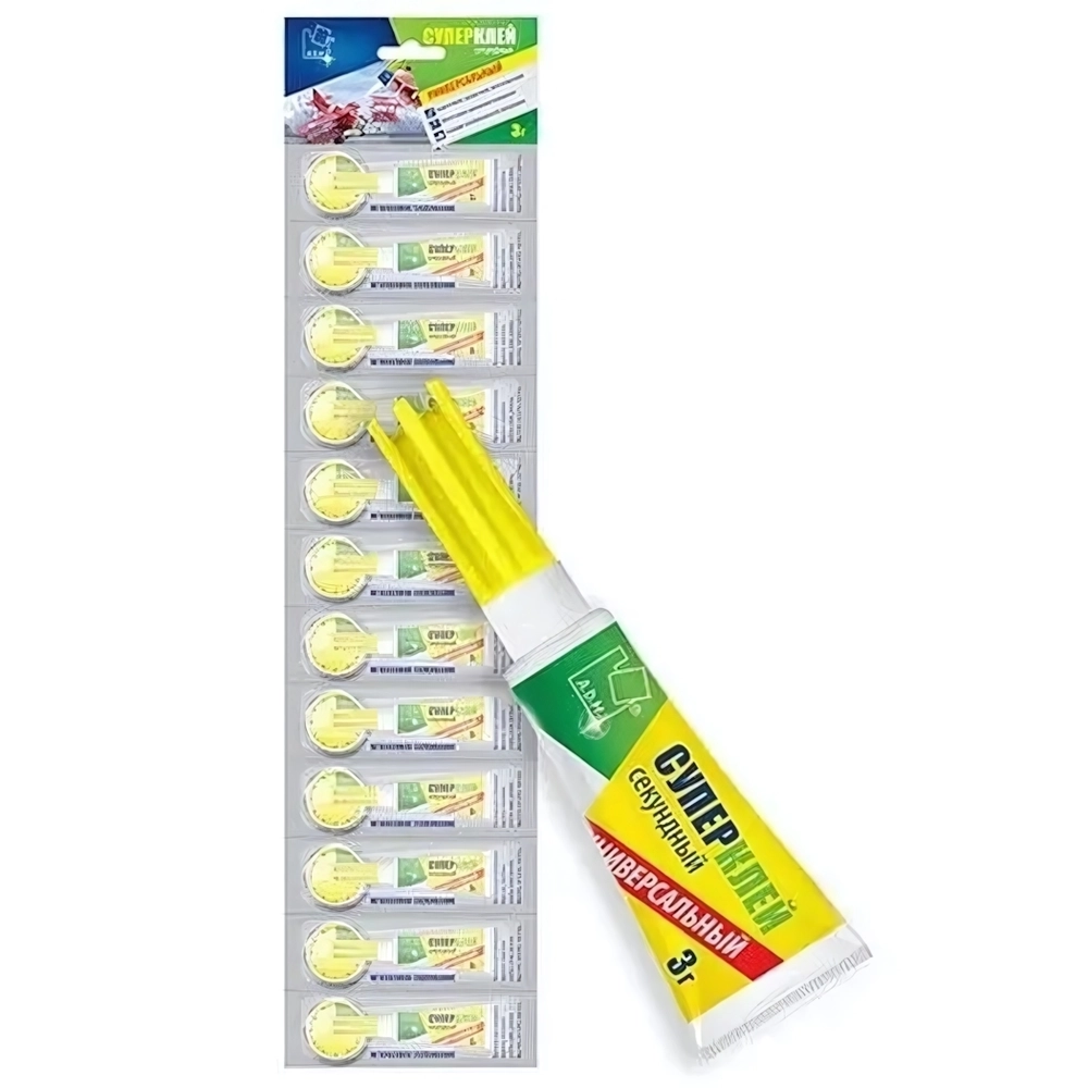 Клей Супер 3гр, вертикальный блистер A.D.M/ (комплект 12 шт)