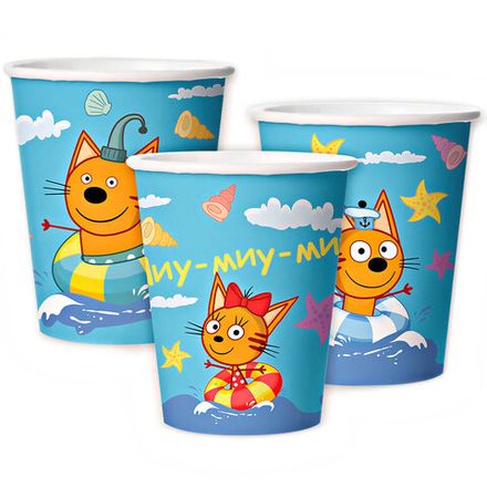 Стаканы "Три кота: Морские приключения" 250 мл 6 шт