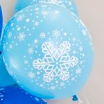 Шар (12"/30 см) Снежинки, Голубой (454)/Синий (250), пастель, 5 ст 25 шт.