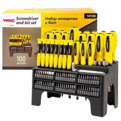 Набор отверток и бит 100пр.,на пластиковом стенде WMC TOOLS WMC-10100