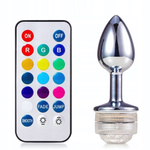 Анальная металлическая LED пробка (размер S) (Цвет: серебряный)