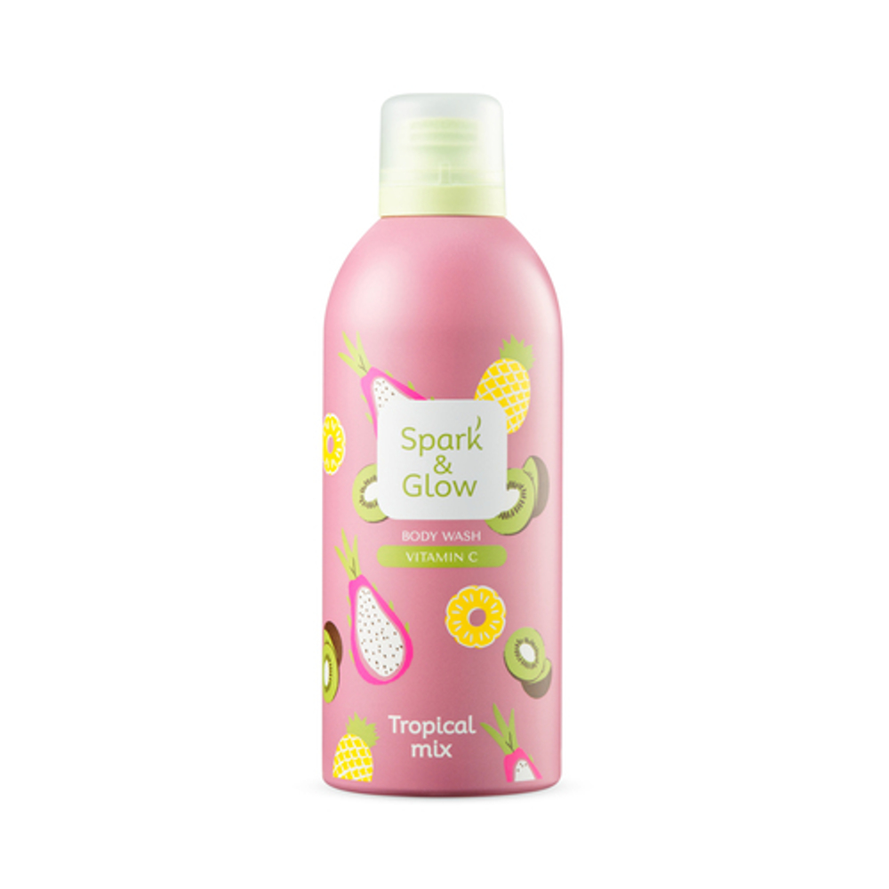 Гель-пена для душа с ароматом тропических фруктов Spark&Glow Tropical mix body wash, 350 мл