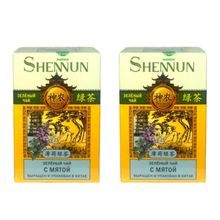 Чай зеленый Shennun с мятой 100 г, 2 шт