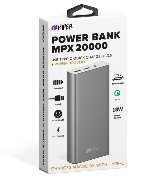 Power Bank Hiper 20000 mAh MPX20000 Space Gray