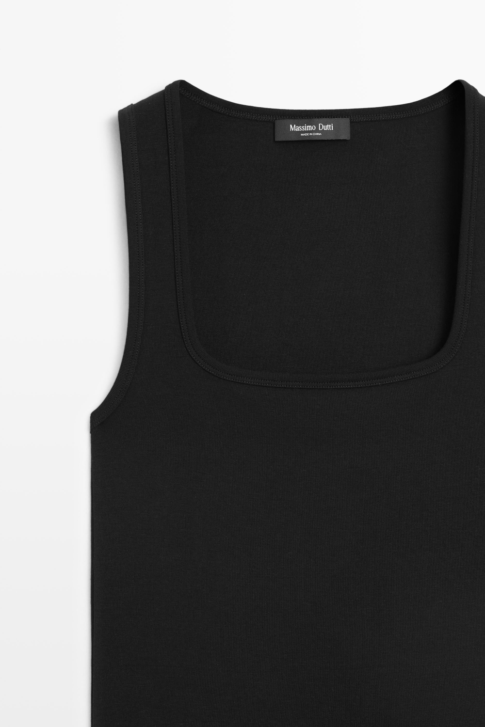 Massimo Dutti Топ из хлопка с квадратным вырезом, черный