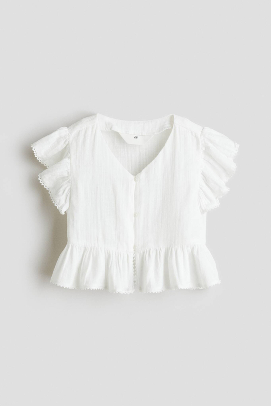 H&M Блузка из хлопкового муслина, белый