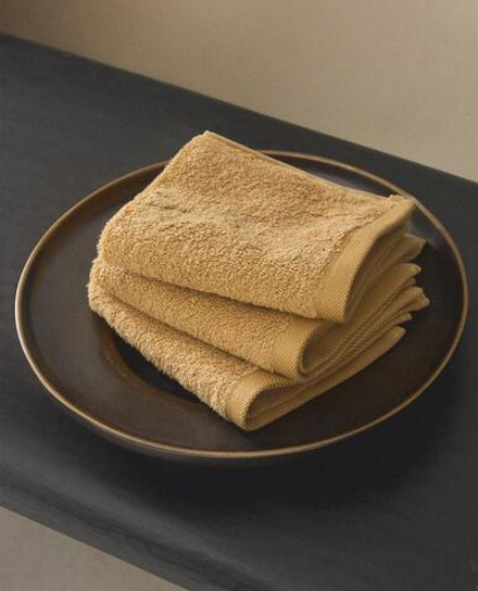 ZARA HOME ПОЛОТЕНЦЕ ИЗ ХЛОПКА ВЫСШЕГО КАЧЕСТВА (НАБОР ИЗ 3 ШТ), ГОРЧИЧНЫЙ