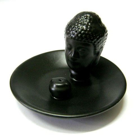 Подставка под благовония Будда Черный, керамика 11 см