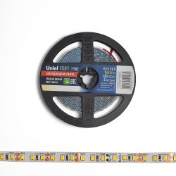 ULS-M13-2835-120LED-m-8mm-IP20-DC12V-9.6W-m-5M-3000K PROFI Гибкая светодиодная лента на самоклеящейся основе. Катушка 5м. в герметичной упаковке. Теплый белый свет3000К. ТМ Uniel.