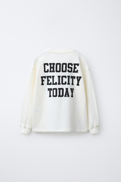 ZARA ФУТБОЛКА С ПРИНТОМ «ЦИФРЫ» И НАДПИСЬЮ, ЭКРЮ