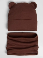 Шапка детская осенняя с ушками и снуд
