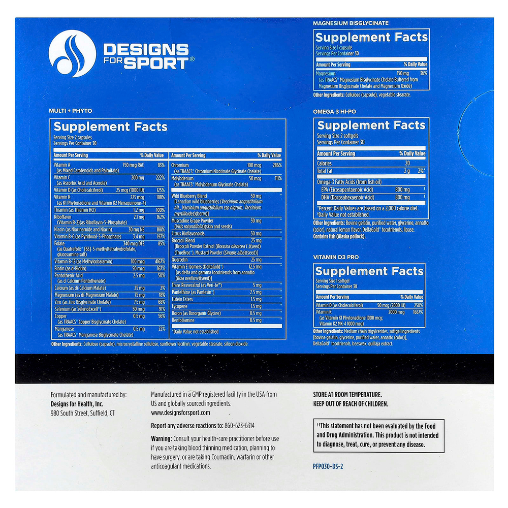 Designs For Health, Designs For Sport®, мультивитаминная добавка для ежедневного применения, 30 пакетиков