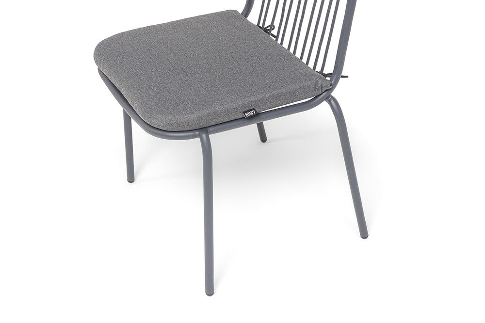 "Кастелло" стул плетеный из роупа, каркас из стали темно-серый (RAL7024) муар, ткань темно-серая 027