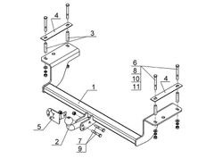 Фаркоп для Ravon R4 2016-2020, Chevrolet Cobalt 2012-2016 Тип шара: A. Нагрузки: 1000/75 кг, CV 12