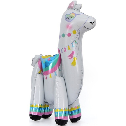 Ходячий шар Лама Альпака в радужных очках белый 66 см