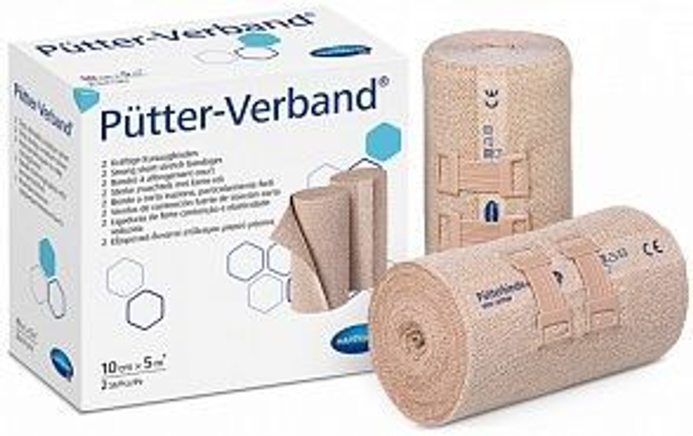 PÜTTER-VERBAND:100% хлопок,с зажимами /цвет кожи/; 5 м х 10 см; 2 шт.