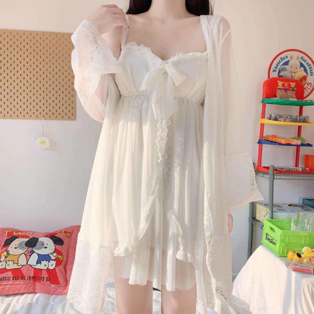 Пеньюар(винтаж) сорочка+халат 107#