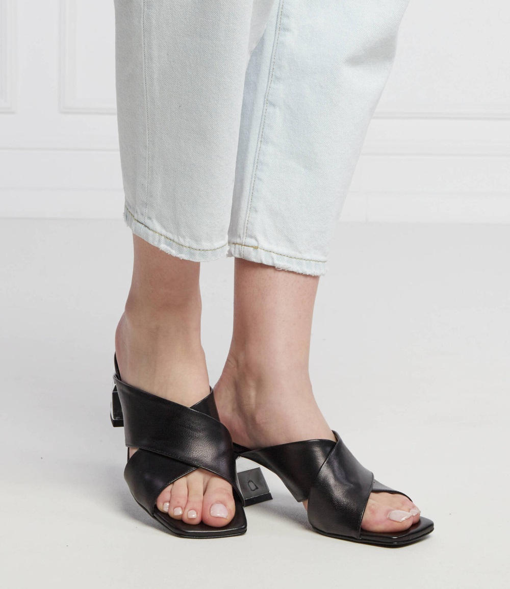 Кожаные шлепанцы Karl Lagerfeld - черный(KL30605)