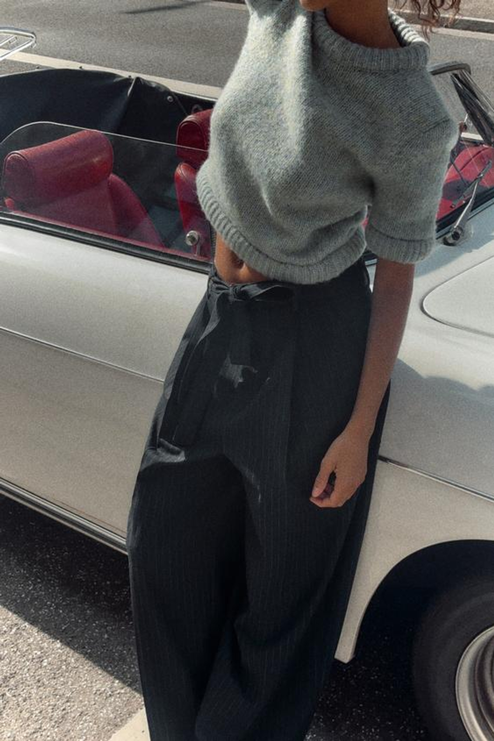 ZARA ДЖЕМПЕР С КОРОТКИМИ РУКАВАМИ, СЕРЫЙ