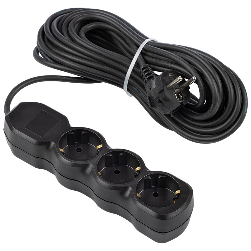 Удлинитель Engy "Гранд" 10м/3роз с заземлением (ПВС 3х0.75) черный