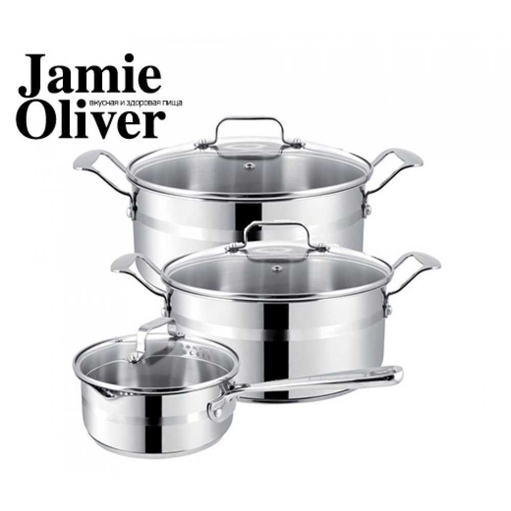 Набор посуды Tefal Jamie Oliver 6 предметов 1,4/3/4,7л 16/20/24см E874S574