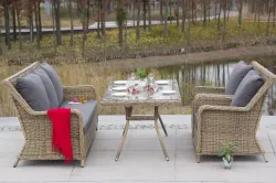 "Гляссе" обеденная группа из искусственного ротанга, цвет соломенный