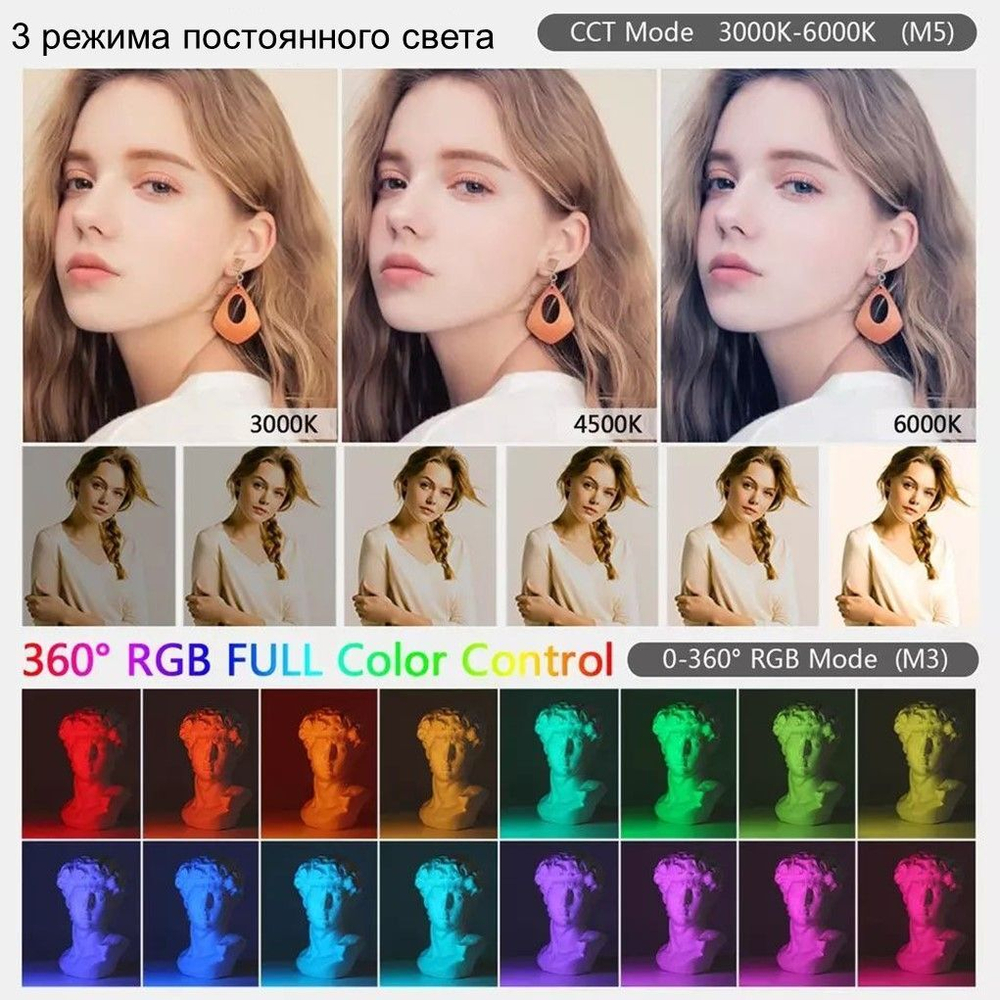 Видеосвет RGB лампа (палка) 50 см с пультом Light Stick LED светодиодный светильник меняющий цвет освещения моделей и предметов для съемки