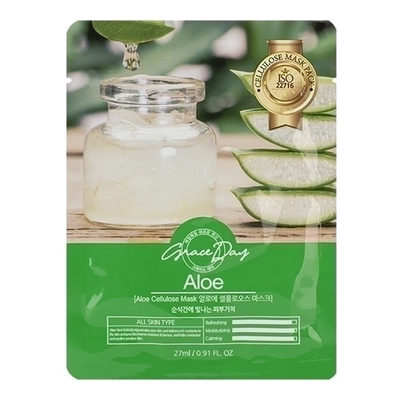 Набор Grace Day тканевых масок с экстрактом алоэ - Aloe cellulose mask, 27мл - 10 шт