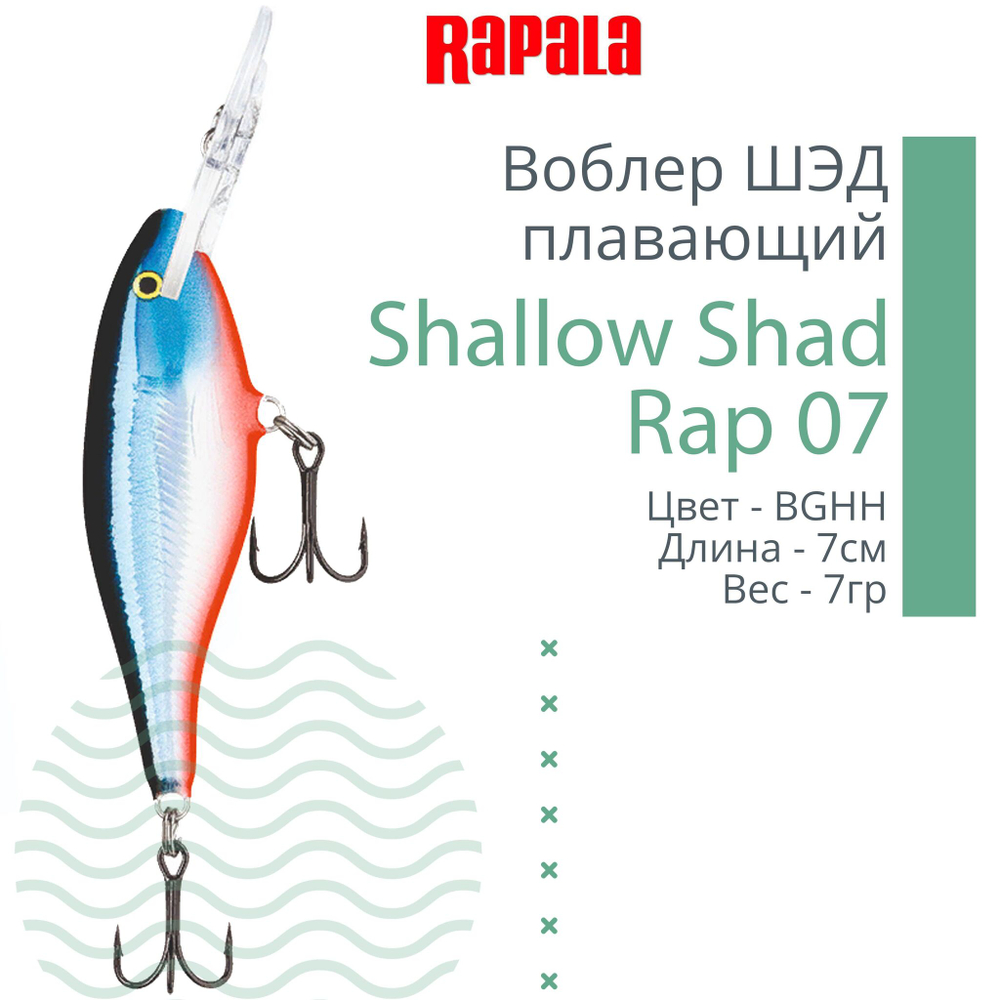 Воблер RAPALA Shallow Shad Rap 09, 9см, 12гр, цвет HT