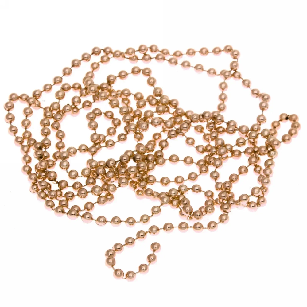 Бусы на елку 2,7м «Шарик» d-6мм, шампань (pvc коробка)