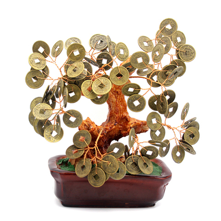 Денежное дерево с монетами. Бонсай фэн шуй