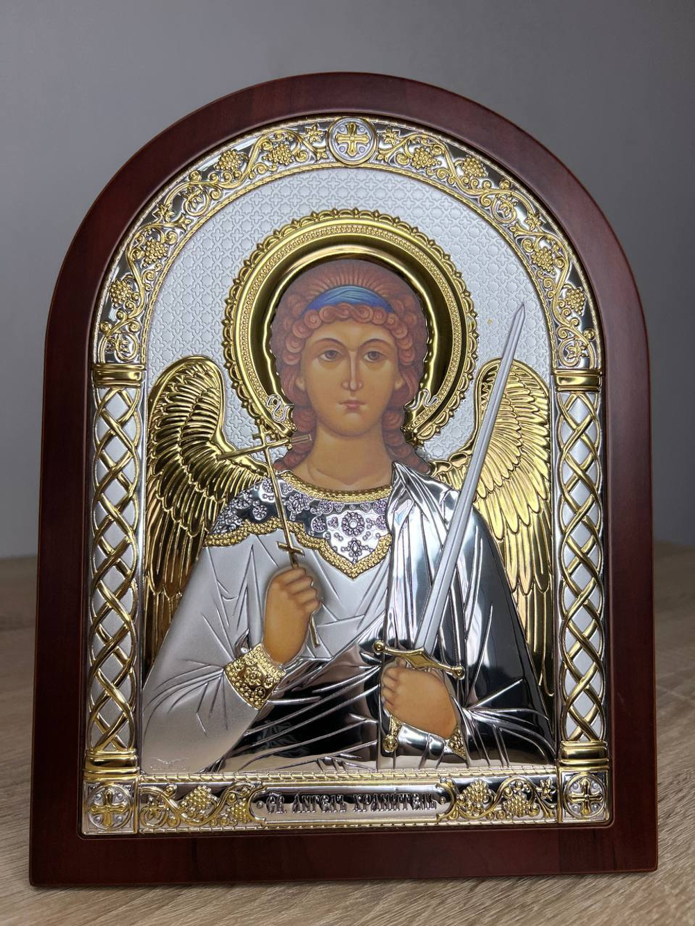 Ангел Хранитель, икона арочная, красное дерево 175х225
