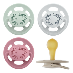 NIP Соска пустышка, латекс "Cherry Green", размер 1 (0-6), розовый/коричневый